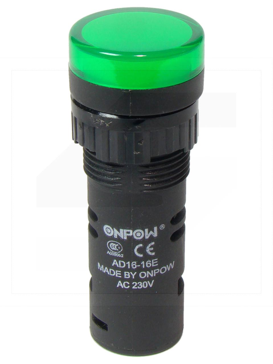 Kontrolka AD16-16E/G-230VAC;16mm; zielona;podśw.LED 230V;IP40;ONPOW