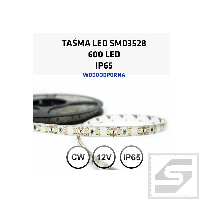 Taśma LED biała zimna600LED/5m 3528 12VDC/IP65/48W LEDstrip3528CW/120
