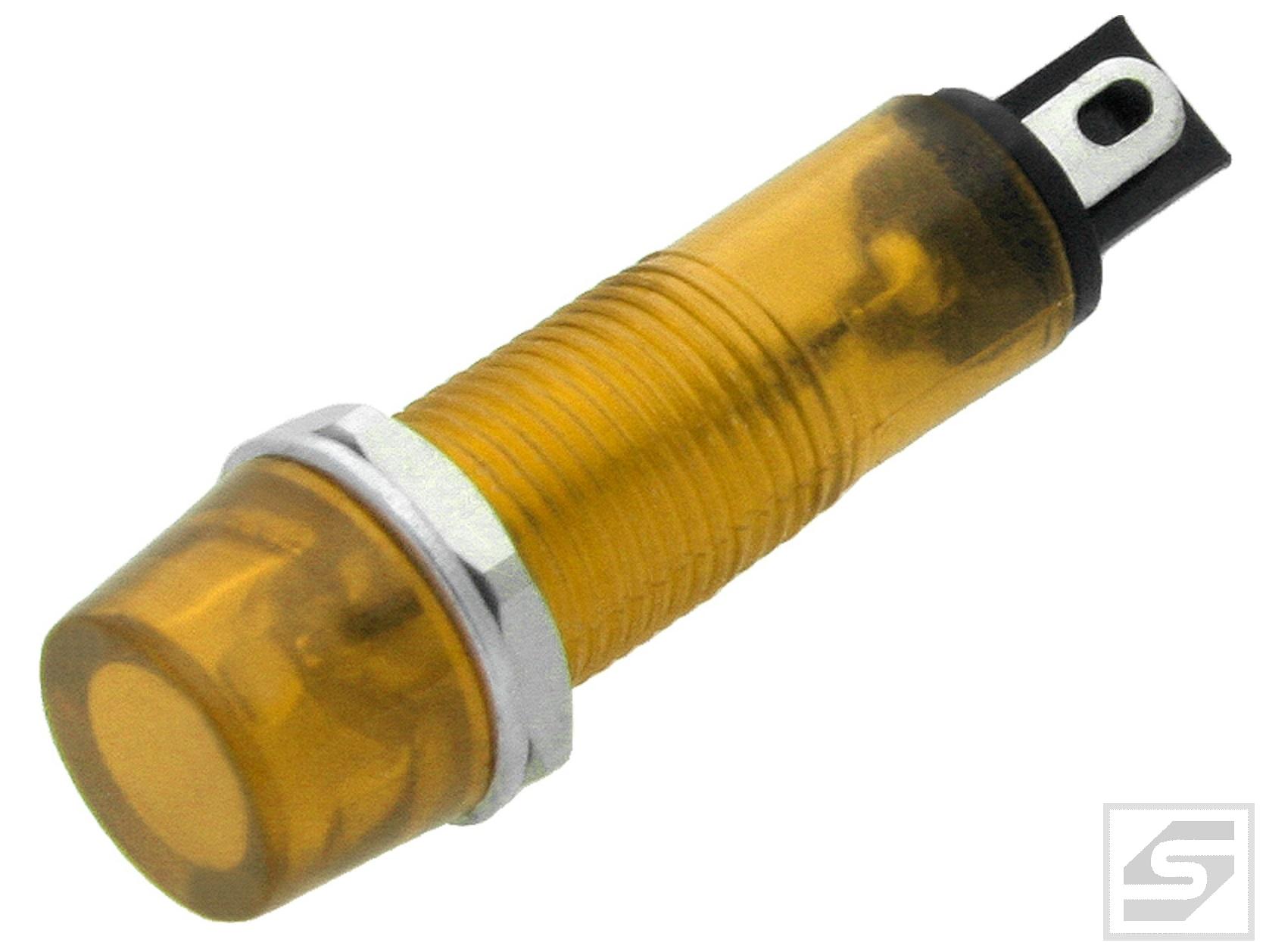 Kontrolka 220VAC 9mm żółta okrągła neonowa NXD9-1/Ż