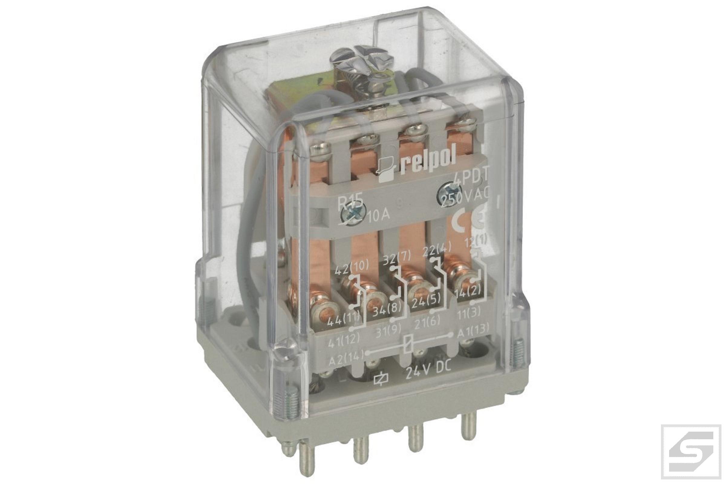 Przekaźnik R15 4PDT 24VDC 10A/250V TYP(KOD):R15-1024-23-1024 RELPOL