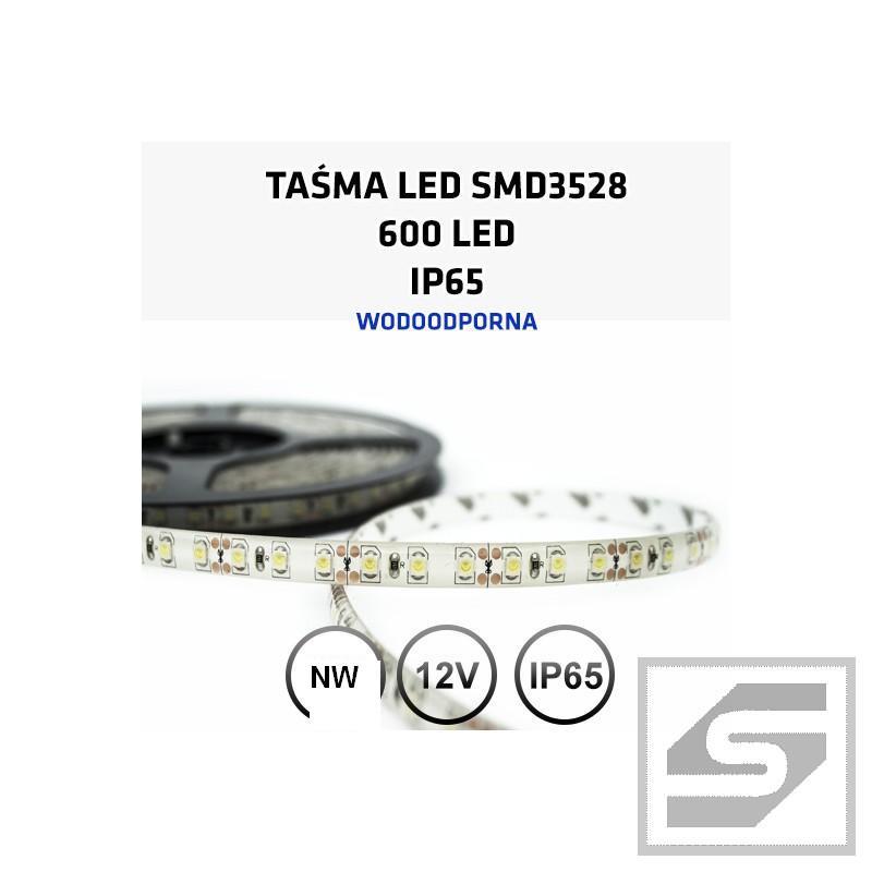 Taśma LED biała neut.600LED/5m 3528 12VDC/IP65/48W LEDstrip3528NW/120