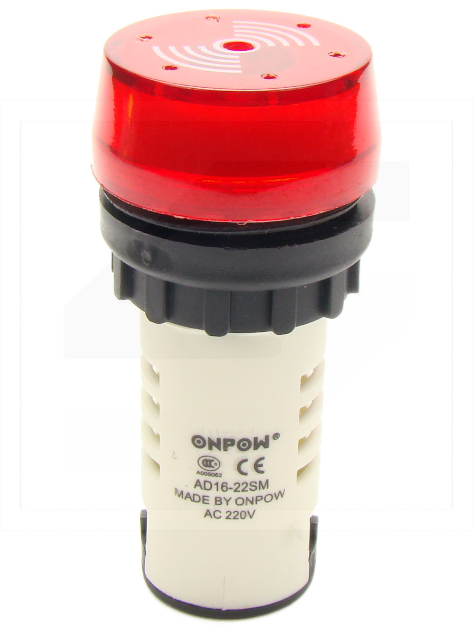 Kontrolka AD16-22SM/220VAC;22mm; czerwona;mig.z buzzerem;pod.LED220V