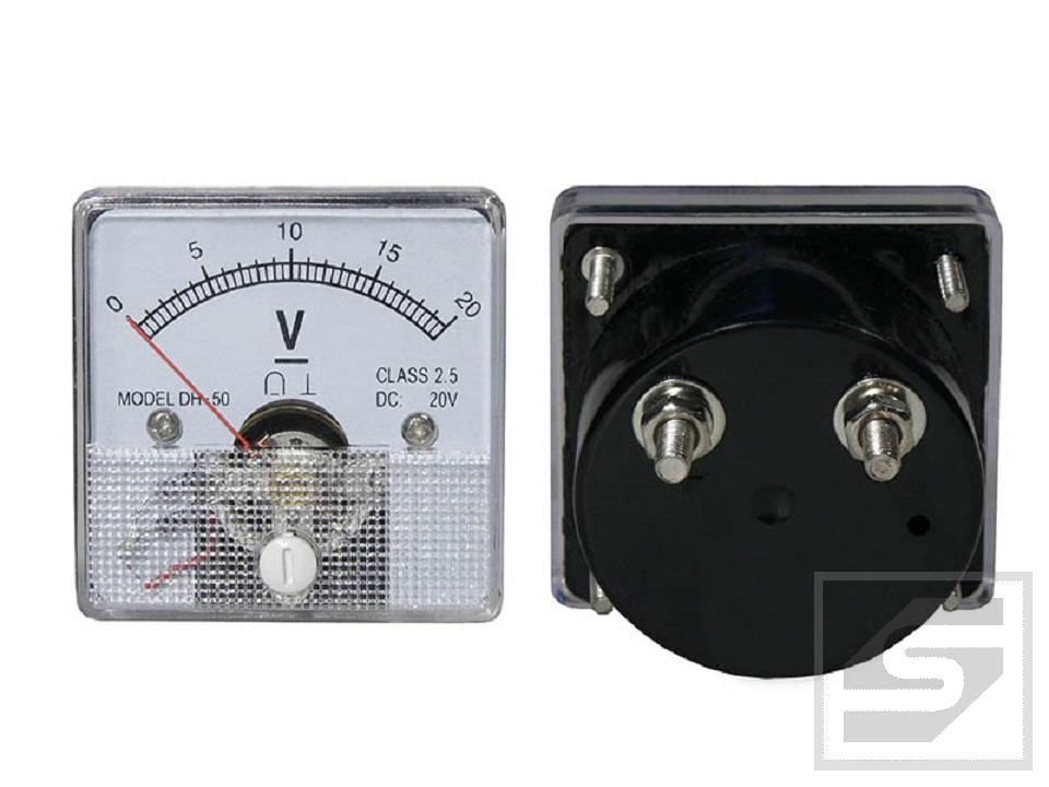 Miernik analogowy woltomierz 20V kwadrat MODEL DH-50/20V; 0-20V DC