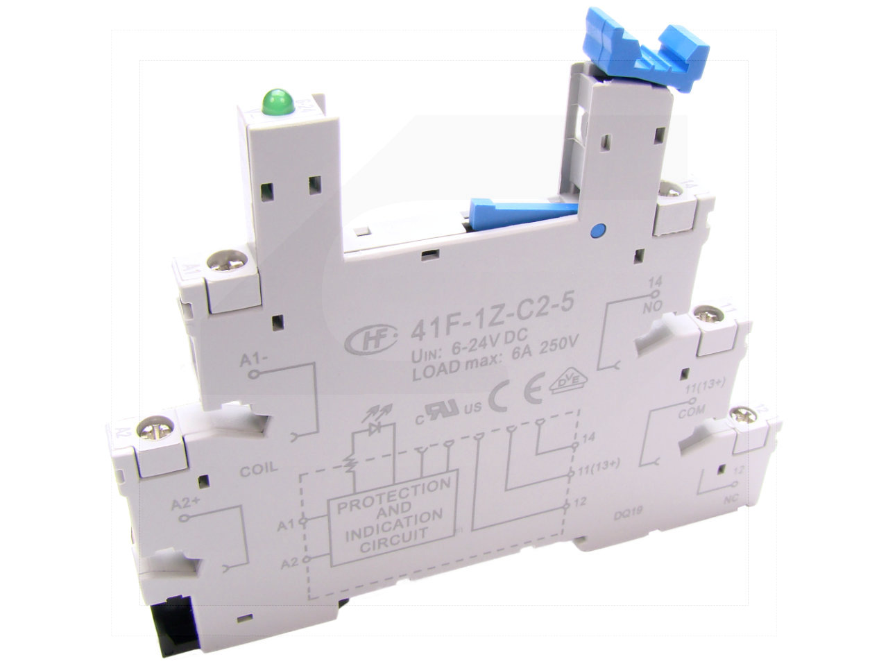 Gniazdo 41F-1Z-C2-5(DO SERII HF41F) szyny DIN 6A/250V 6-24VDC HONGFA