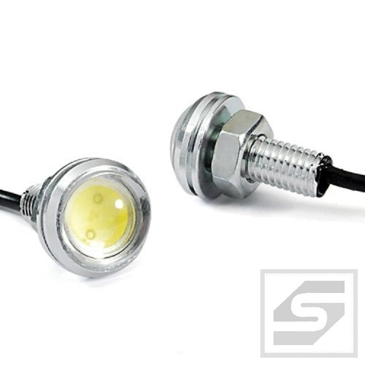 Żarówka LED 1W 12V;biała;srebrna; otw.m.-10mm;śred.-23mm;przewód-50cm