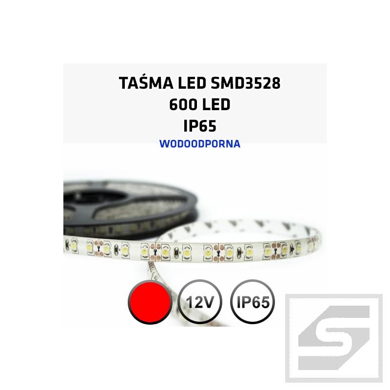 Taśma LED czerwona   600LED/5m 3528 12VDC/IP65/48W LEDstrip3528R/120