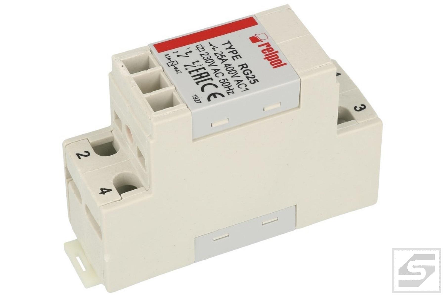 Przekaźnik RG25-3022-28-3230 RELPOL 2NO;230V AC;25A;na szynę DIN35;RoHS