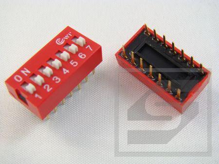 DIP switch 7 poz. przełącznik RoHS czerwony