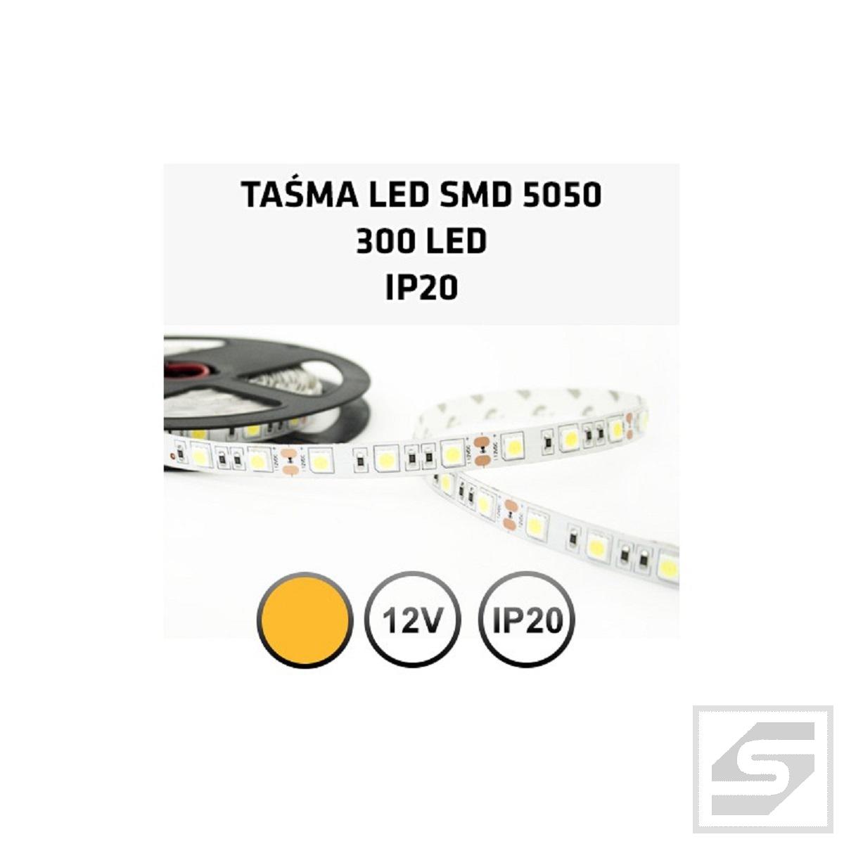 Taśma LED żółta      300LED/5m 5050 12VDC;72W;TC-Y60-5010-3/IP20;RoHS